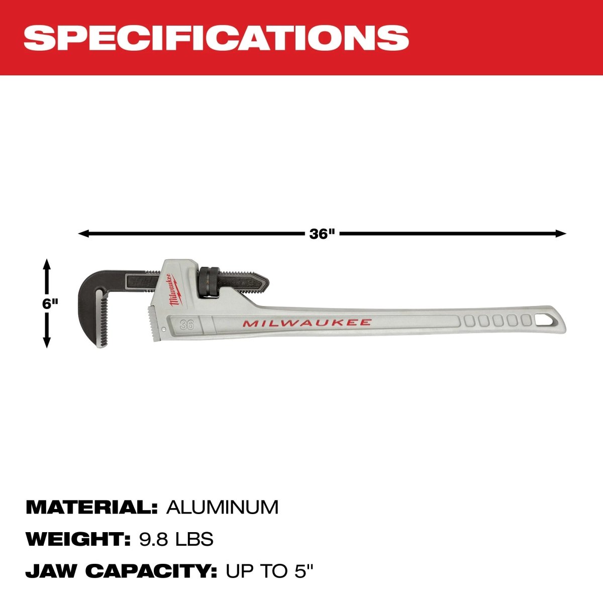 36" Aluminum Pipe Wrench - AAA Industrial Supply
