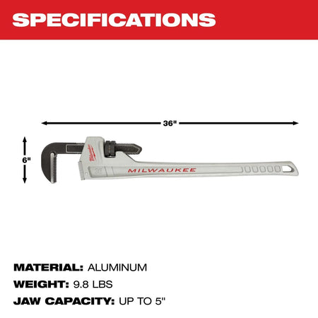36" Aluminum Pipe Wrench - AAA Industrial Supply