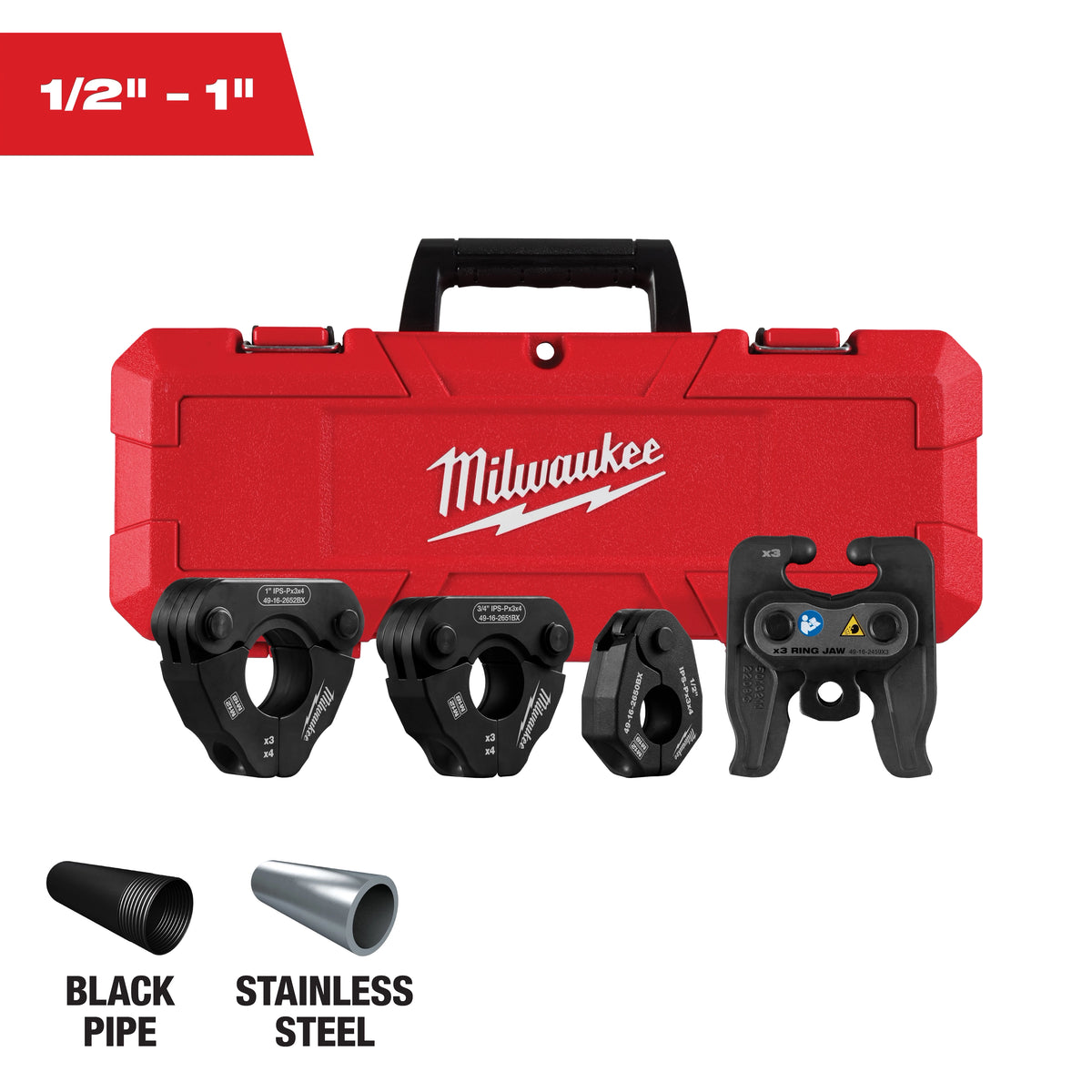 Milwaukee 1/2" - 1" IPS-P Pivoting Press Ring Kit for M12™ FORCE LOGIC™ Press Tool