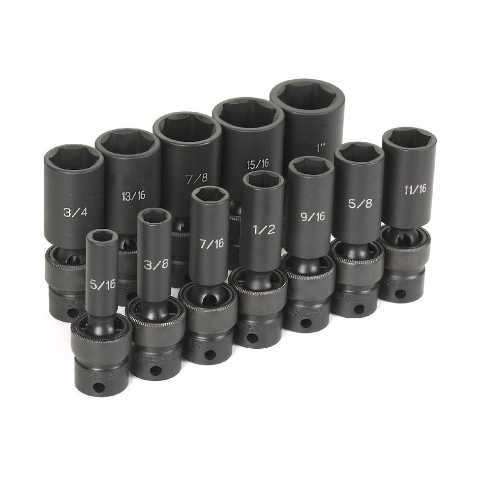 3/8" Dr. 12 Pc. Deep Length Fract. Univ. Set - AAA Industrial Supply