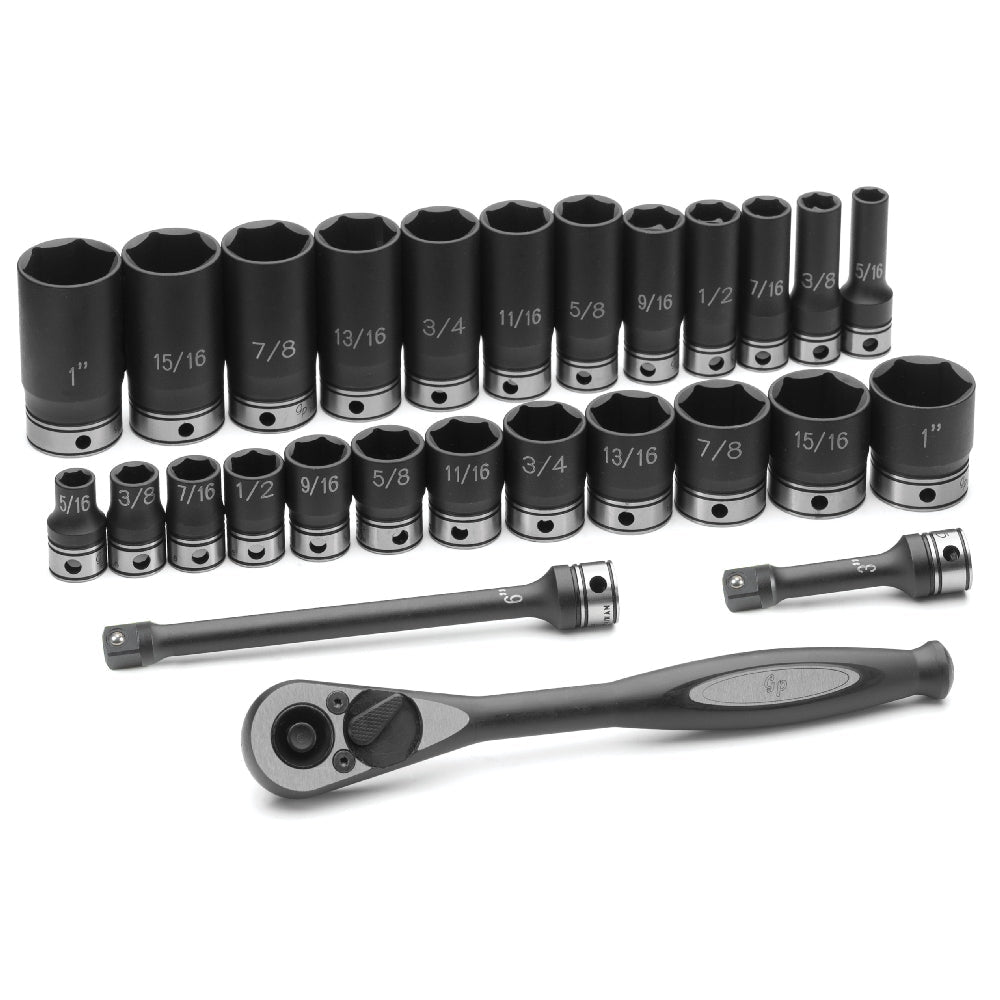 3/8" Dr. 27pc Fract. Std & Deep Duo - Socket Set - 6 Pt. - AAA Industrial Supply