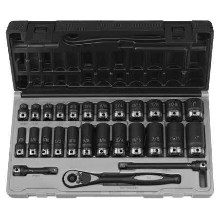3/8" Dr. 27pc Fract. Std & Deep Duo - Socket Set - 6 Pt. - AAA Industrial Supply