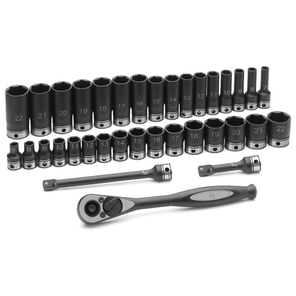 3/8" Dr. 35pc Metric Std & Deep Duo - Socket Set - 6 Pt. - AAA Industrial Supply