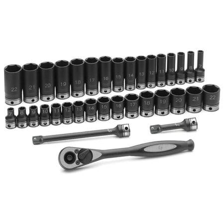 3/8" Dr. 35pc Metric Std & Deep Duo - Socket Set - 6 Pt. - AAA Industrial Supply