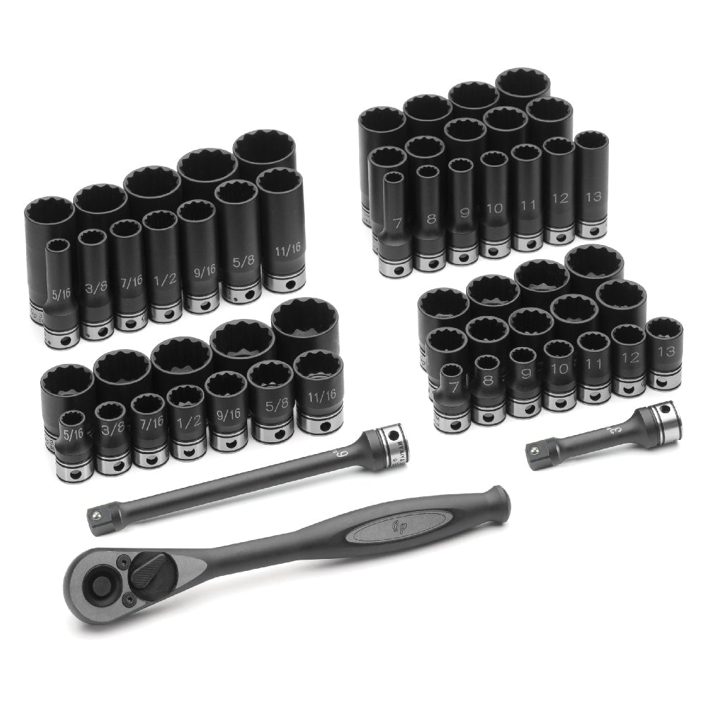 3/8" Dr. 59pc Fract. & Metric Duo - Socket Set - 12 Pt. - AAA Industrial Supply