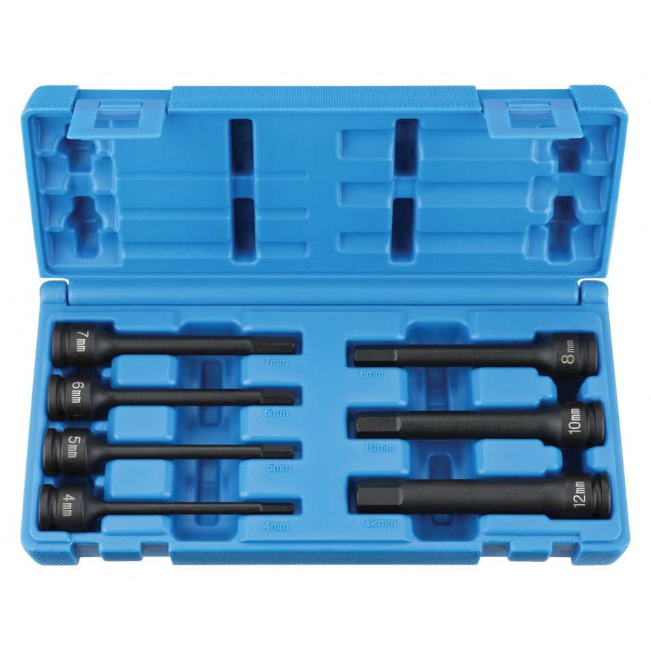 3/8" Dr. 7 Pc. 4" Length Metric Hex Driver Set - AAA Industrial Supply
