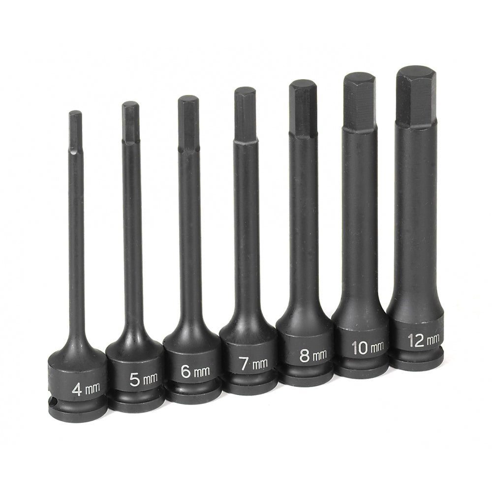3/8" Dr. 7 Pc. 4" Length Metric Hex Driver Set - AAA Industrial Supply