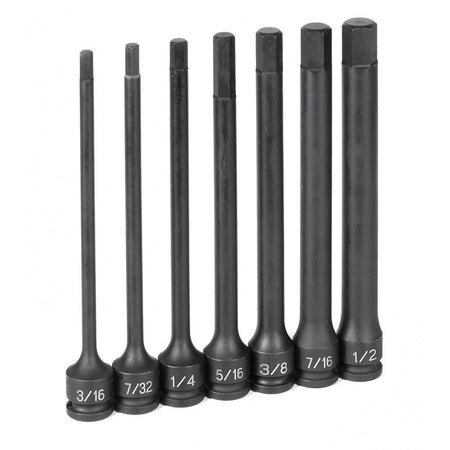 3/8" Dr. 7 Pc. 6" Length Fractional Hex Driver Set - AAA Industrial Supply