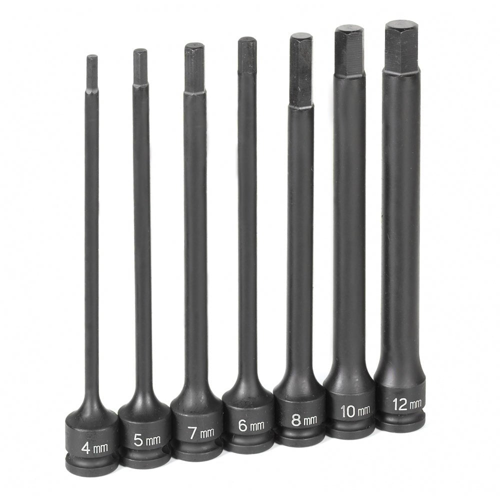 3/8" Dr. 7 Pc. 6" Length Metric Hex Driver Set - AAA Industrial Supply