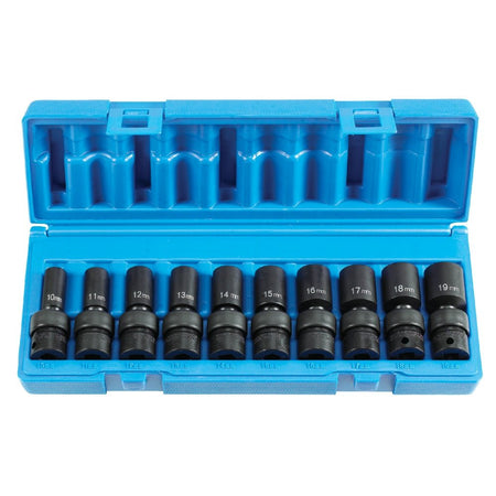 3/8" Drive 10 Piece Semi - Deep Metric Universal Set - AAA Industrial Supply