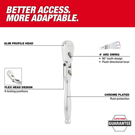 3/8" Drive 12" Flex Head Ratchet - AAA Industrial Supply