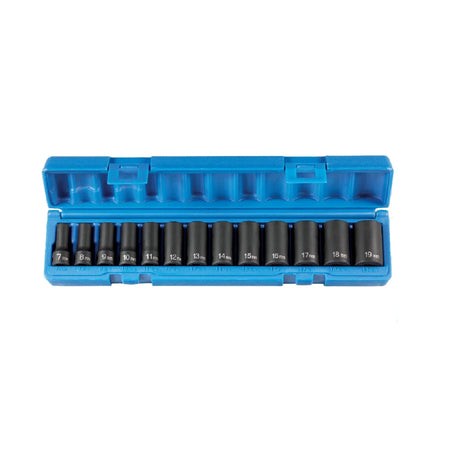 3/8" Drive 13 Piece Semi - Deep Metric Set - 12 Point - AAA Industrial Supply