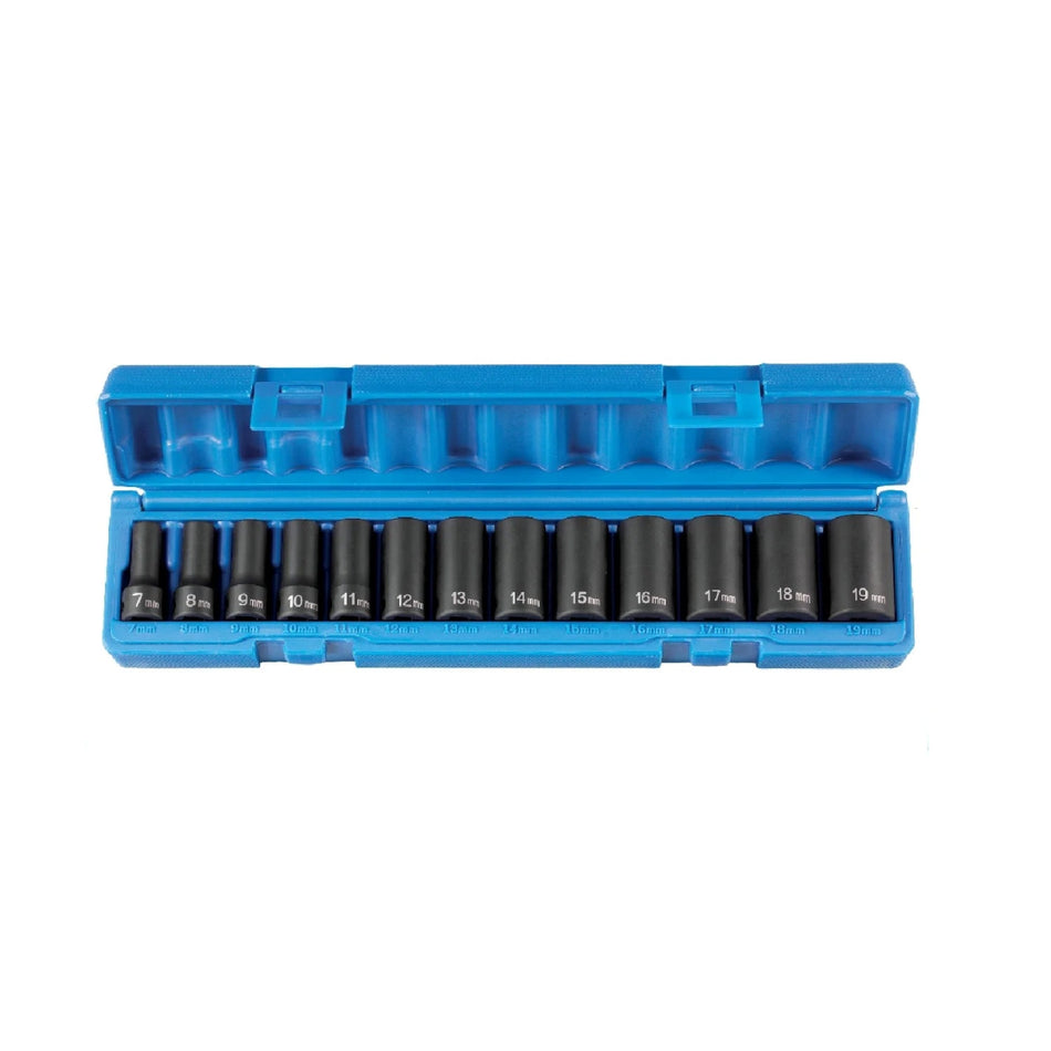 3/8" Drive 13 Piece Semi - Deep Metric Set - 12 Point - AAA Industrial Supply