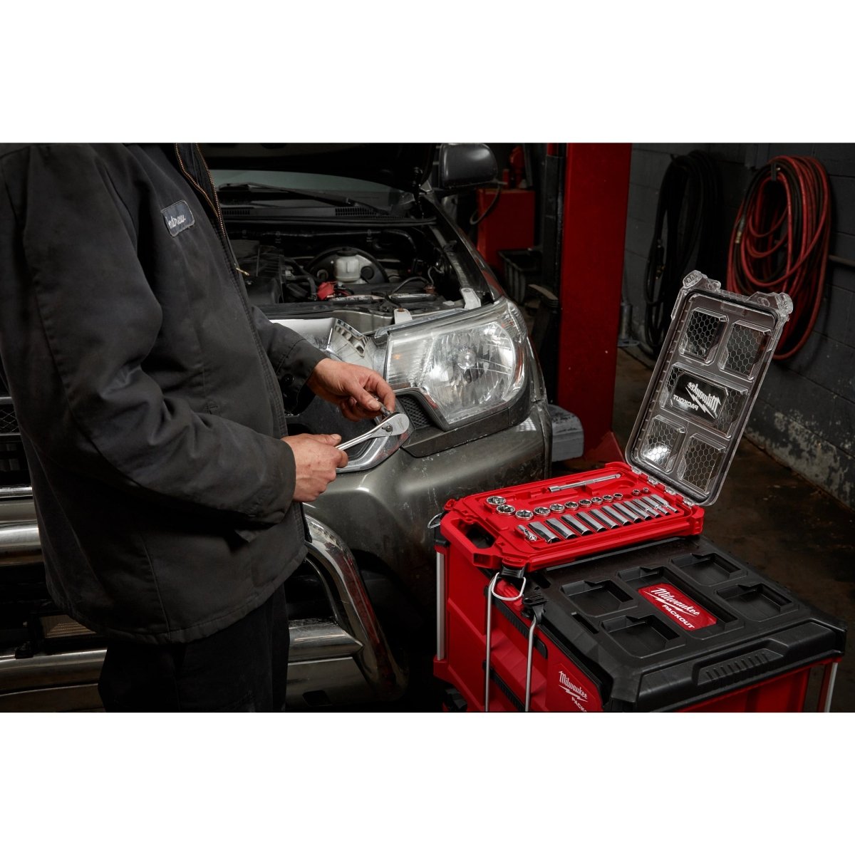 3/8” Drive 28pc Ratchet & Socket Set with PACKOUT™ Low - Profile Compact Organizer - SAE - AAA Industrial Supply
