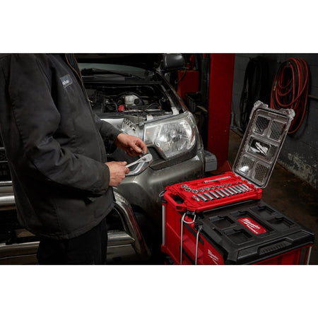 3/8” Drive 28pc Ratchet & Socket Set with PACKOUT™ Low - Profile Compact Organizer - SAE - AAA Industrial Supply