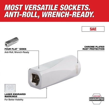3/8" Drive 3/8" SAE Socket with FOUR FLAT™ Sides - AAA Industrial Supply