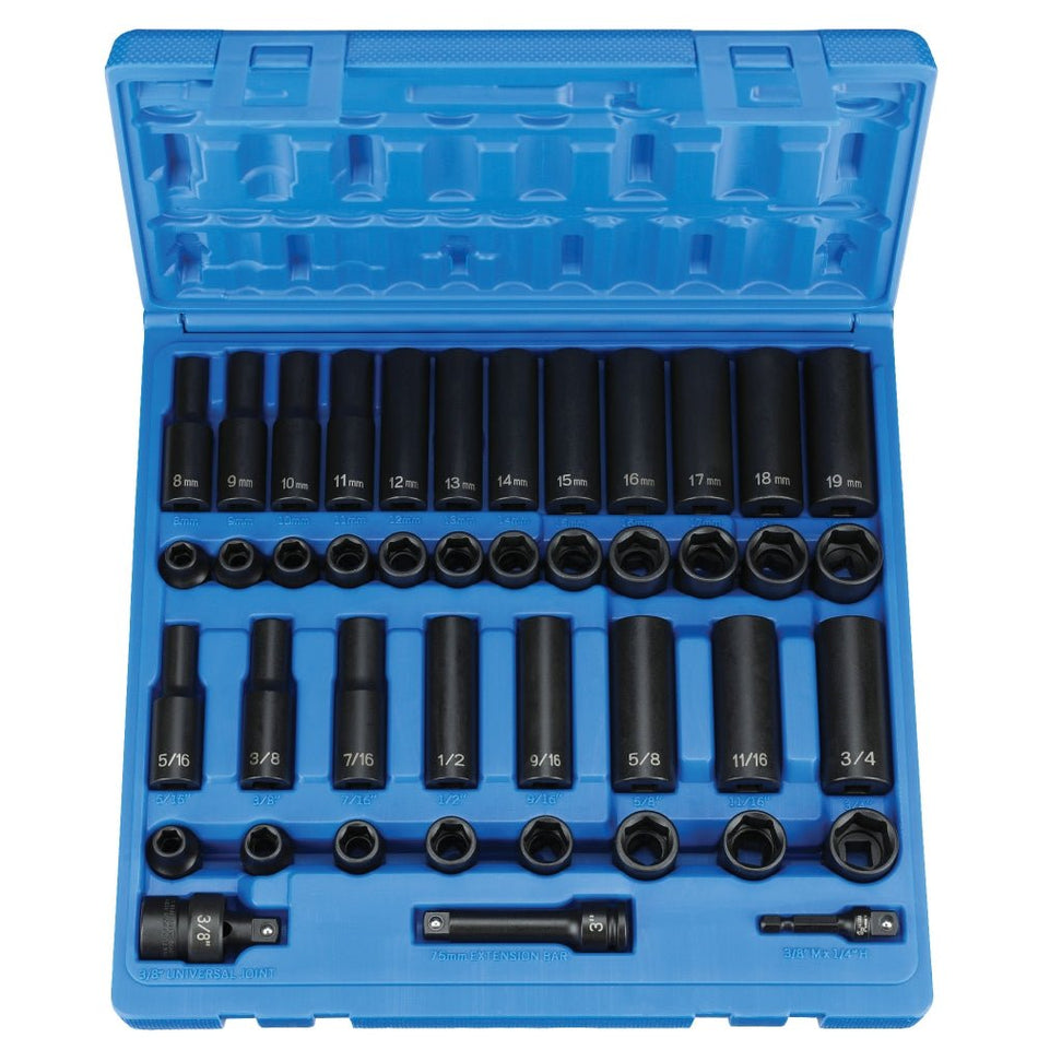 3/8" Drive 43 Piece Standard/Deep SAE/Metric Set - AAA Industrial Supply