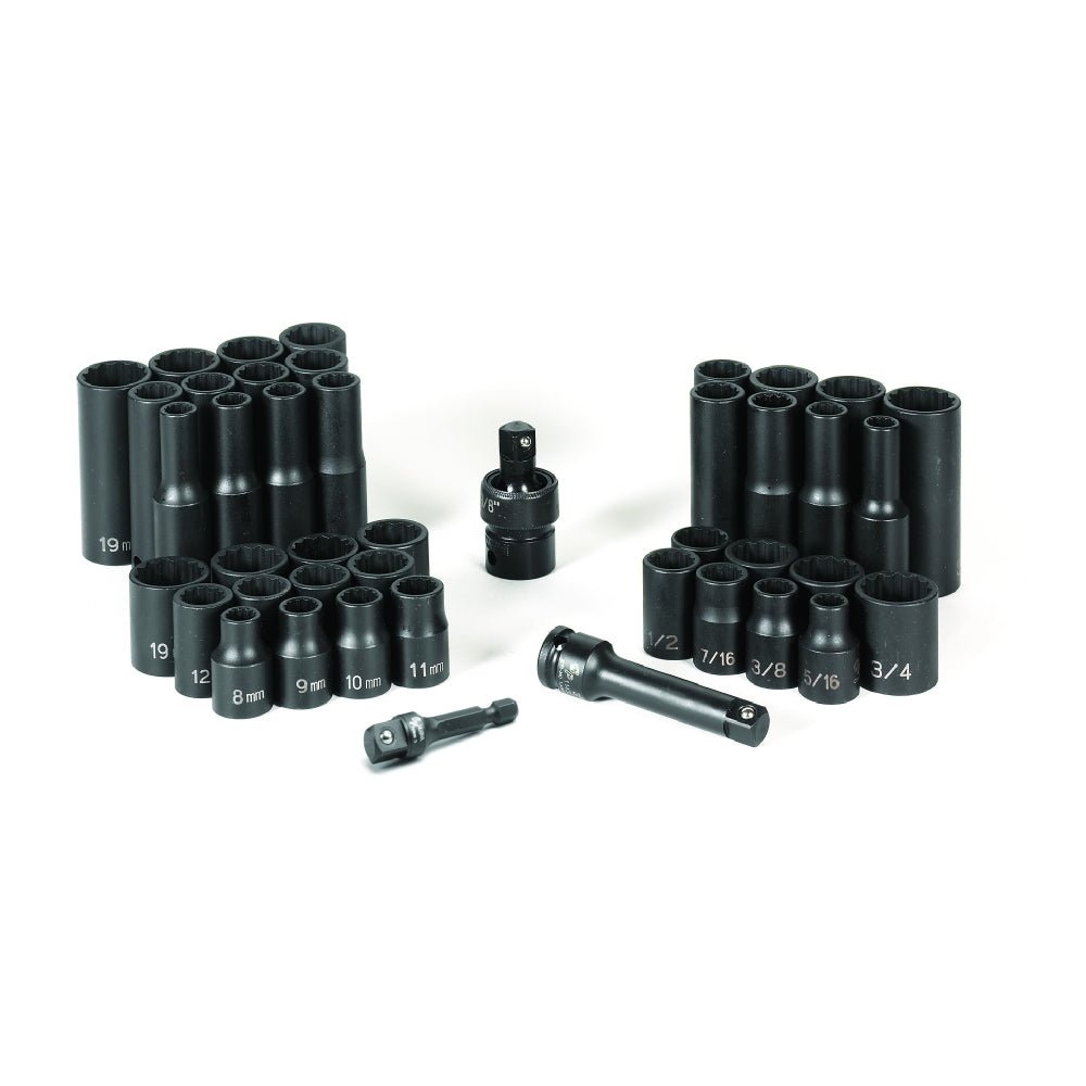 3/8" Drive 43 Piece Standard/Deep SAE/Metric Set - 12 Point - AAA Industrial Supply