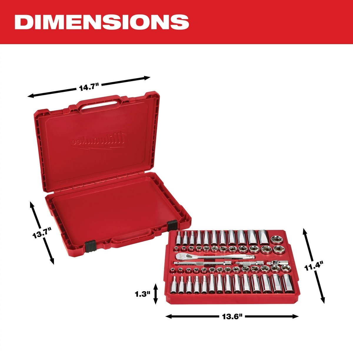3/8" Drive 56pc Ratchet & Socket Set with FOUR FLAT™ SIDES - SAE & Metric - AAA Industrial Supply
