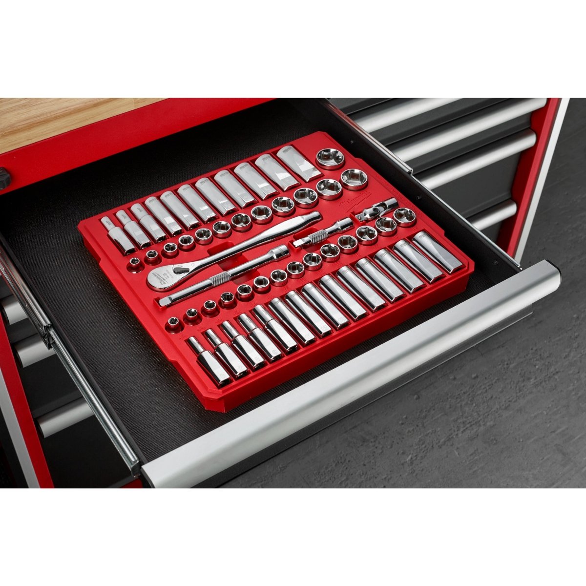 3/8" Drive 56pc Ratchet & Socket Set with FOUR FLAT™ SIDES - SAE & Metric - AAA Industrial Supply