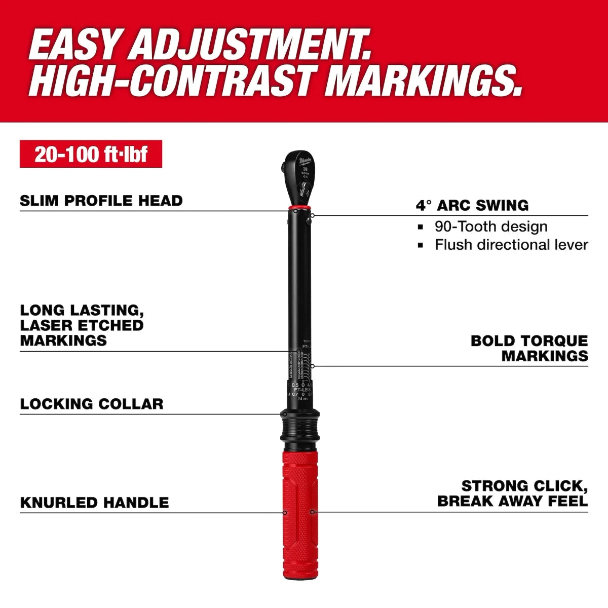 3/8” Drive Click Torque Wrench (20-100 ft·lbf) - AAA Industrial Supply
