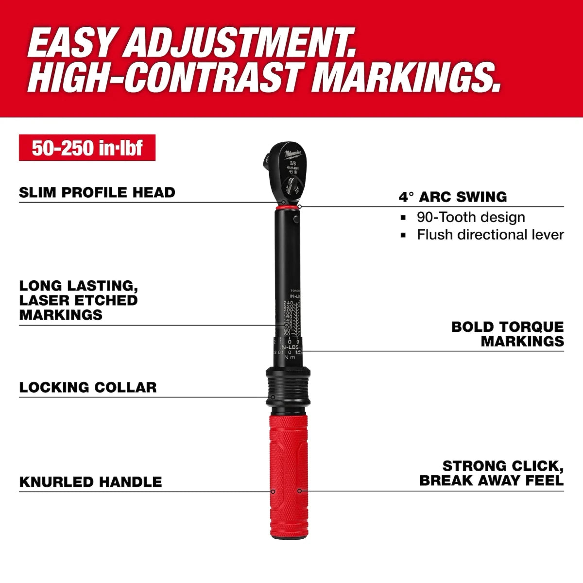 3/8” Drive Click Torque Wrench (50-250 in·lbf) - AAA Industrial Supply