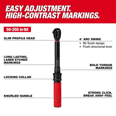 3/8” Drive Click Torque Wrench (50-250 in·lbf) - AAA Industrial Supply