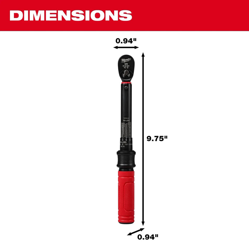 3/8” Drive Click Torque Wrench (50-250 in·lbf) - AAA Industrial Supply