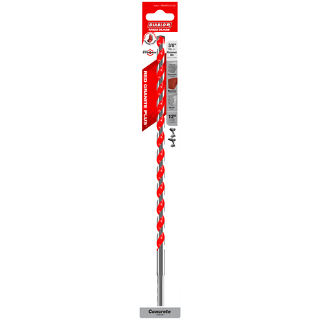 3/8" x 12" x 10" SPEEDemon™ Red Granite PLUS™ Carbide - Tipped Hammer Drill Bit - AAA Industrial Supply