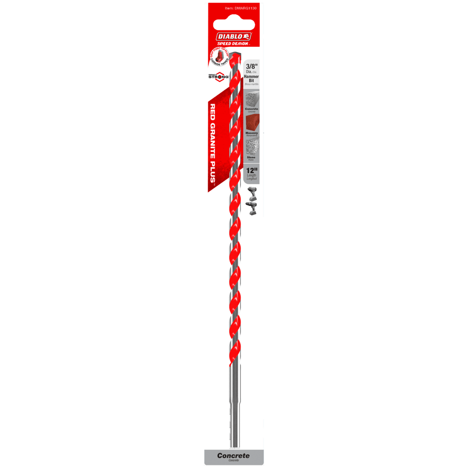 3/8" x 12" x 10" SPEEDemon™ Red Granite PLUS™ Carbide - Tipped Hammer Drill Bit - AAA Industrial Supply