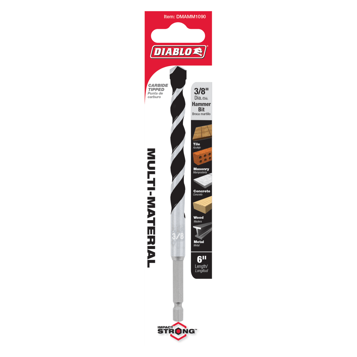 3/8" x 4" x 6" Multi - Material Carbide - Tipped Hammer Drill Bit - AAA Industrial Supply