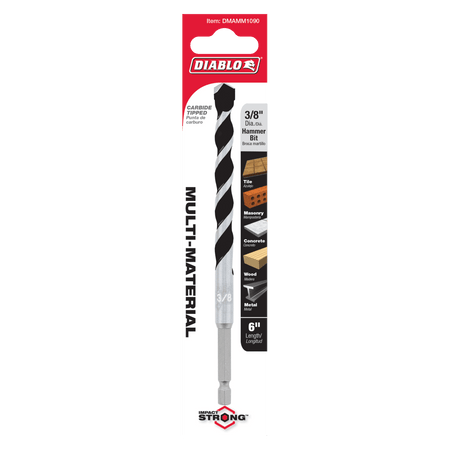 3/8" x 4" x 6" Multi - Material Carbide - Tipped Hammer Drill Bit - AAA Industrial Supply