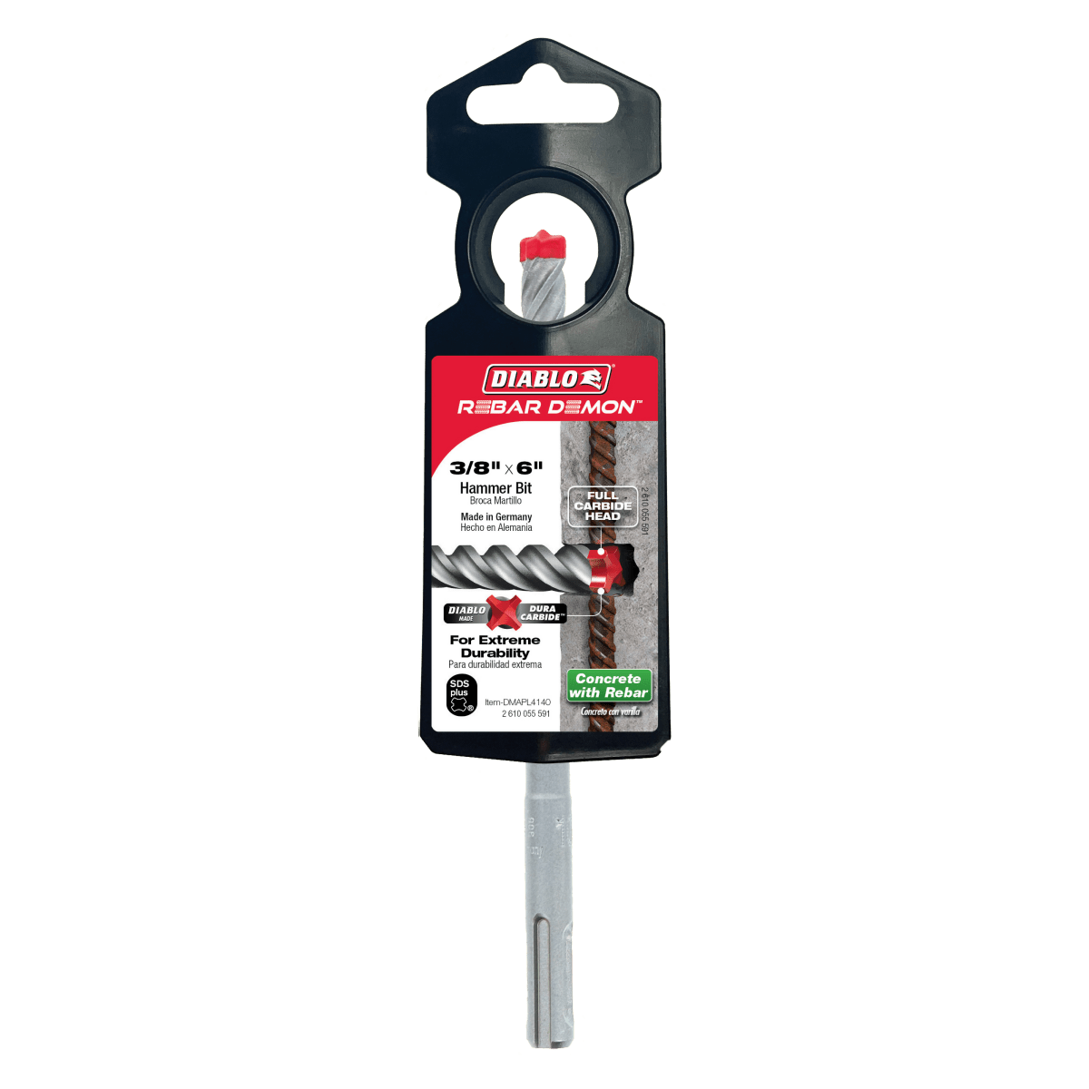 3/8" x 4" x 6" Rebar Demon™ SDS - Plus 4 - Cutter Full Carbide Head Hammer Drill Bit - AAA Industrial Supply