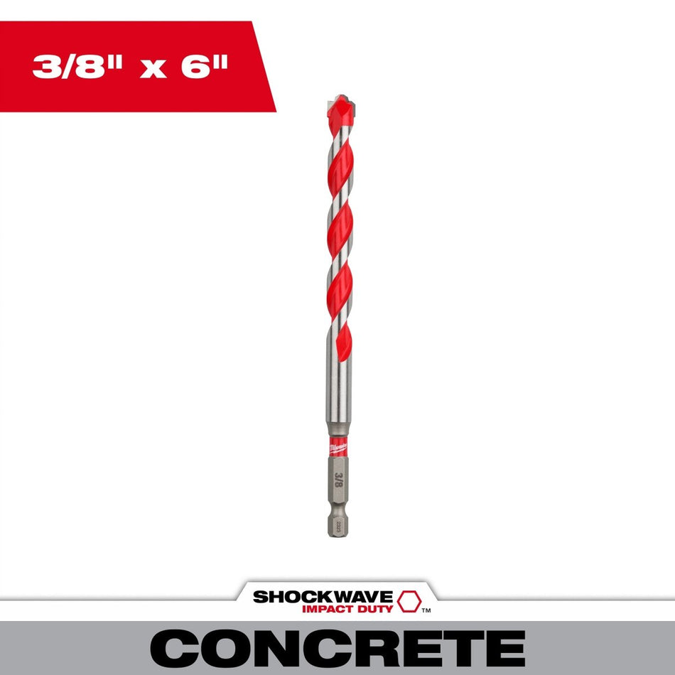 3/8" x 4" x 6" SHOCKWAVE™ Impact Duty Carbide Hammer Drill Bit with POWER TIP™ - AAA Industrial Supply