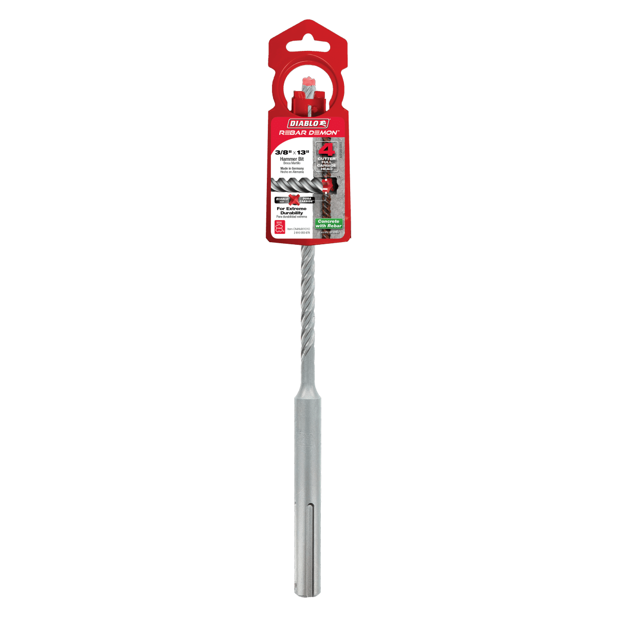 3/8" x 8" x 13" Rebar Demon™ SDS - Max 4 - Cutter Full Carbide Head Hammer Drill Bit - AAA Industrial Supply