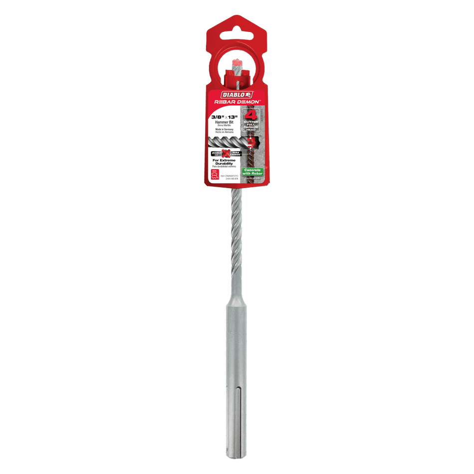 3/8" x 8" x 13" Rebar Demon™ SDS - Max 4 - Cutter Full Carbide Head Hammer Drill Bit - AAA Industrial Supply