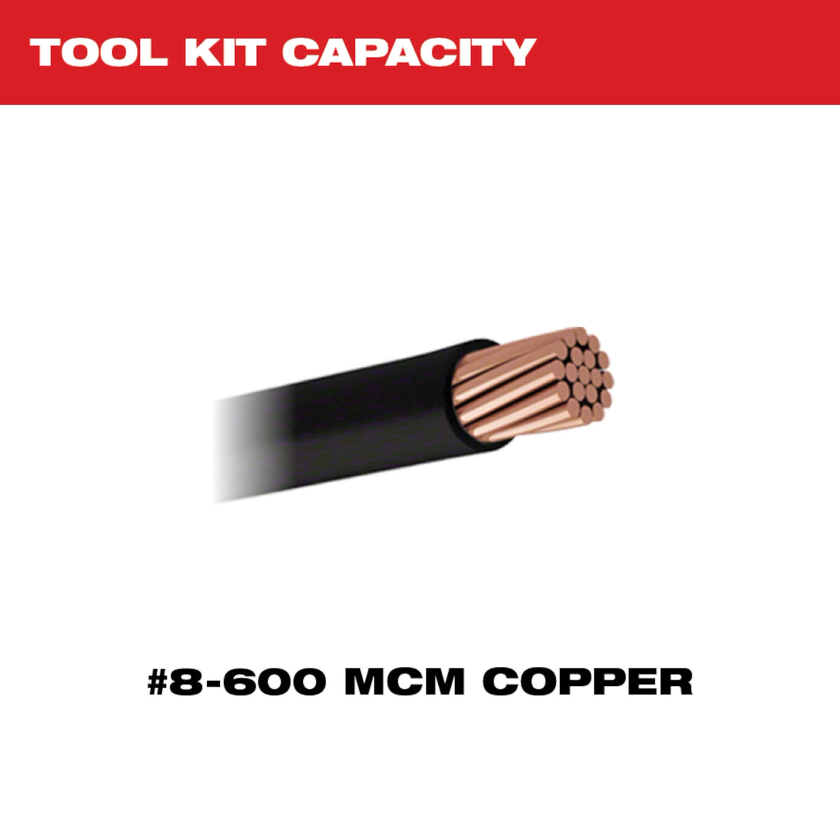 Milwaukee M18™ FORCE LOGIC™ 600 MCM Crimper with #8 - 600 MCM Cu Dies