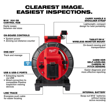 Milwaukee M18™ 120’ Mid-Stiff Modular Pipeline Inspection System