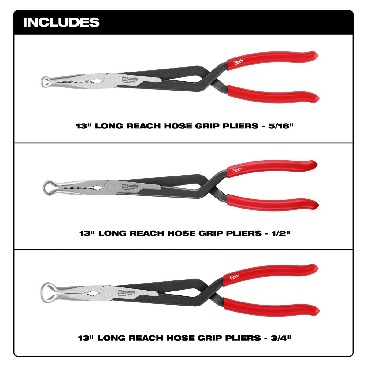 3PC Long Reach Hose Grip Pliers Set - AAA Industrial Supply