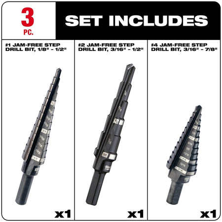 3PC Step Drill Bit Set - AAA Industrial Supply