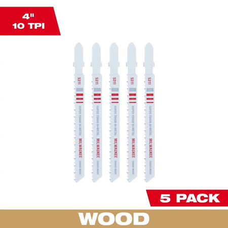 4" 10TPI T - Shank Wood Bi - Metal Jig Saw Blade (5 PK) - AAA Industrial Supply