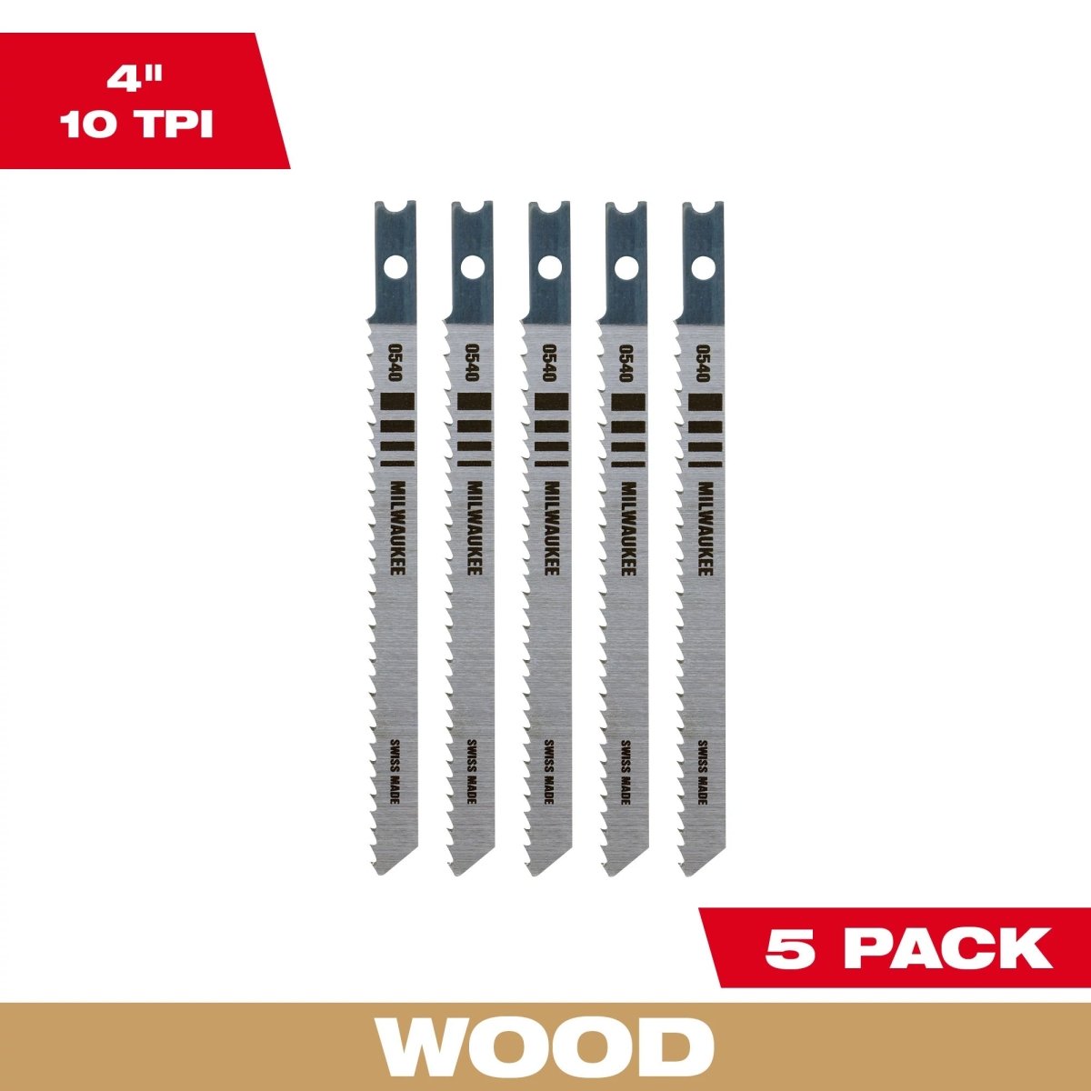 4" 10TPI T - Shank Wood High Carbon Steel Jig Saw Blades (5 PK) - AAA Industrial Supply