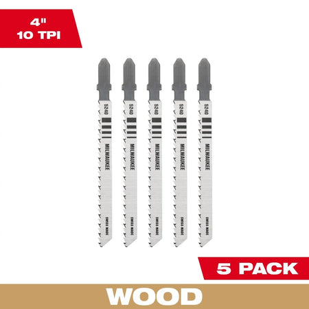 4" 10TPI T - Shank Wood High Carbon Steel Jig Saw Blades (5 PK) - AAA Industrial Supply