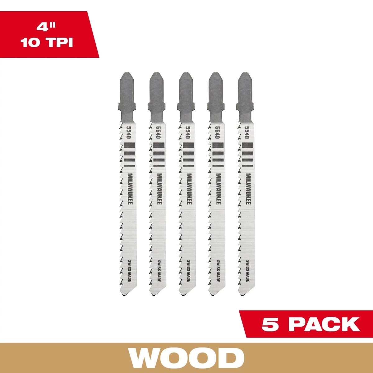 4" 10TPI T - Shank Wood High Carbon Steel Jig Saw Blades (5 PK) - AAA Industrial Supply