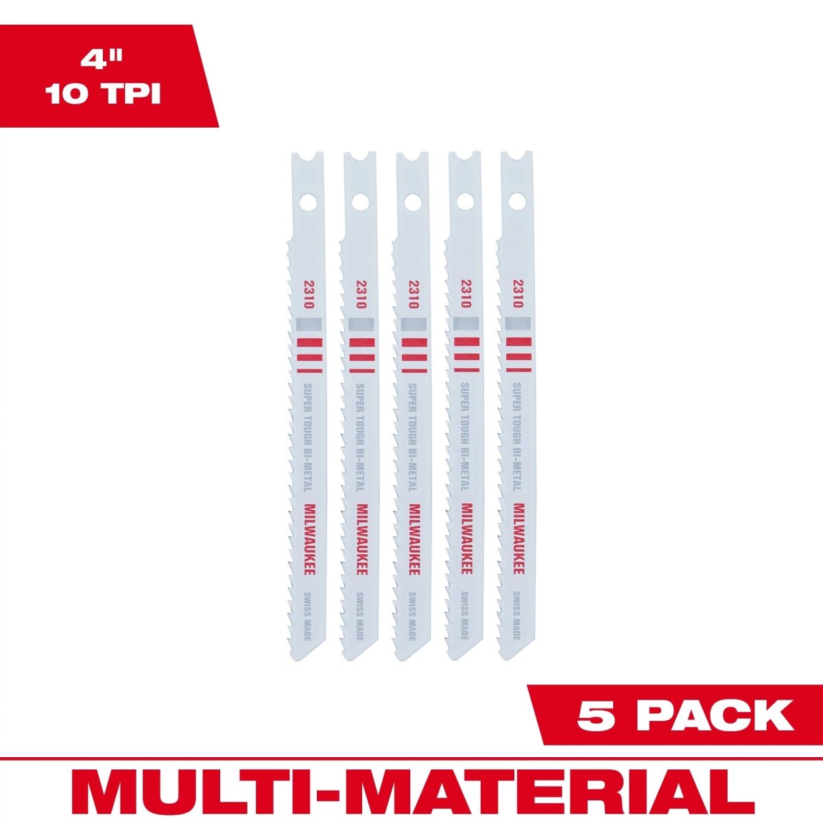 4" 10TPI U - Shank Multi - Material Bi - Metal Jig Saw Blades (5 PK) - AAA Industrial Supply