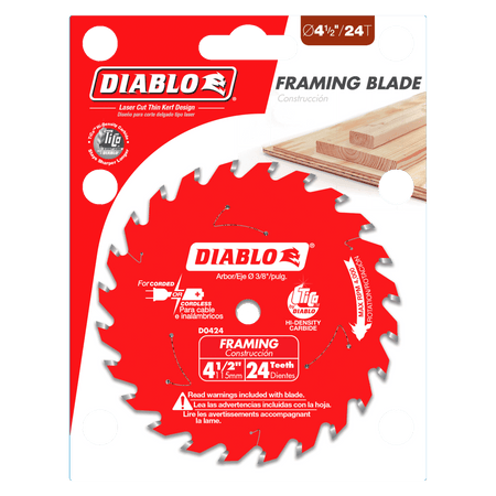 4 - 1/2" x 24 - Teeth Framing Saw Blade for Wood - AAA Industrial Supply