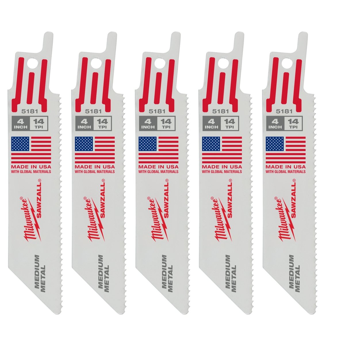 4" 14 TPI SAWZALL® Blade for Medium Metal (5 PK) - AAA Industrial Supply
