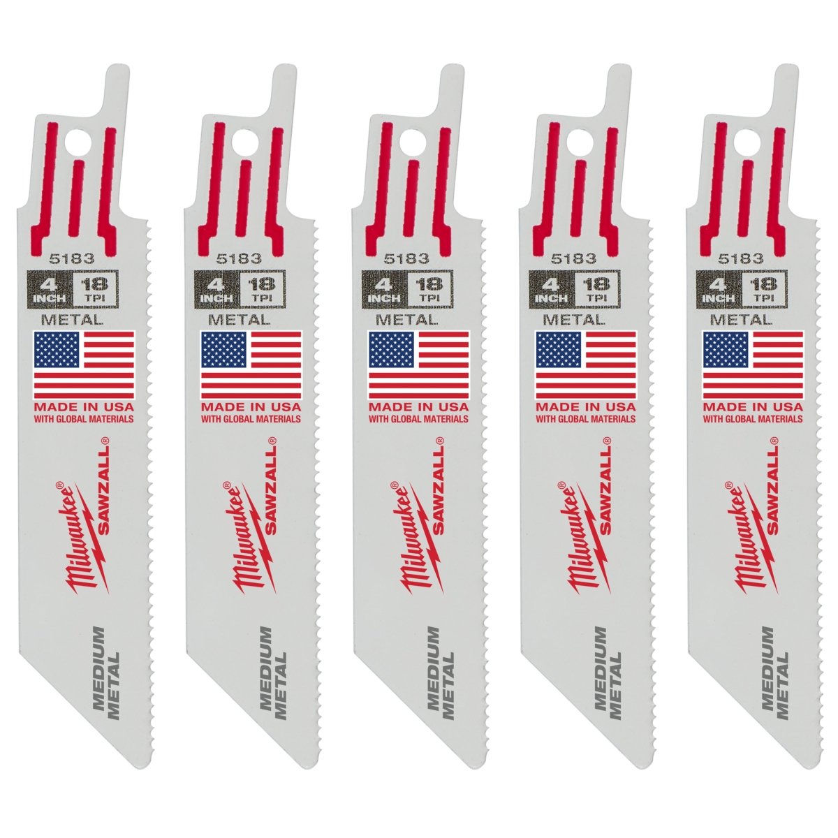 4" 18 TPI SAWZALL® Blade for Medium Metal (5 PK) - AAA Industrial Supply