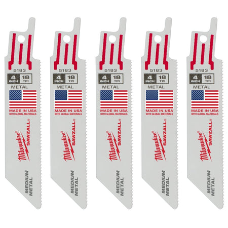 4" 18 TPI SAWZALL® Blade for Medium Metal (5 PK) - AAA Industrial Supply