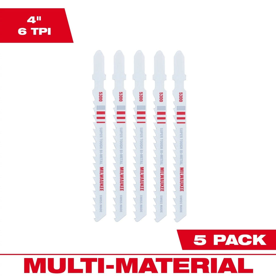 4" 6TPI T - Shank Multi Material Bi - Metal Jig Saw Blade (5 PK) - AAA Industrial Supply